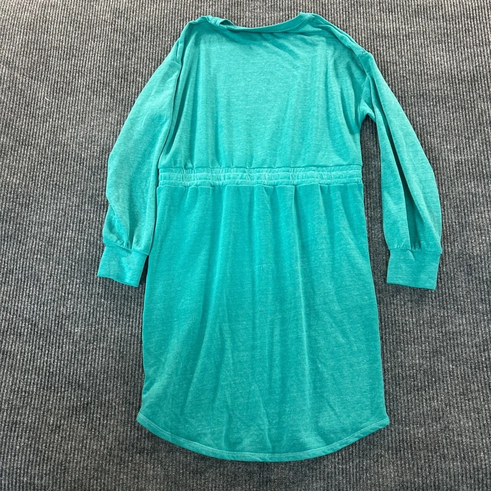 Unbranded Girls Long Sleeve Pocket Dress M Teal Cotton Blend Jersey